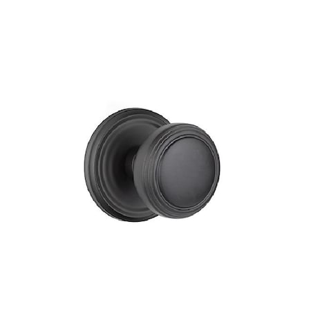 Emtek Norwich Knob 2-3/8 in Backset Privacy With Regular Rose for 1-1/4 in to 2 in Door Flat Black Finish 8200NWUS19